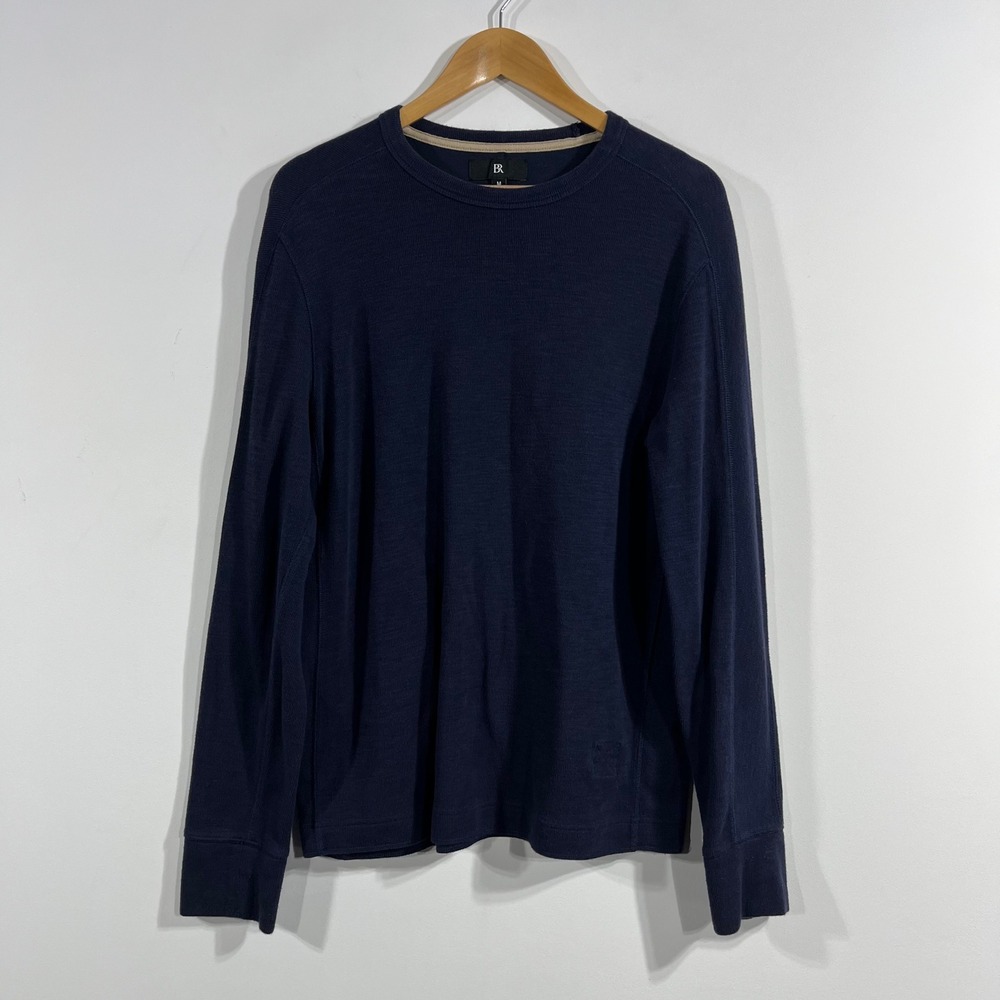 Banana Republic Mens Navy Minimalist Preppy Grunge Crewneck Knit Shirt Medium